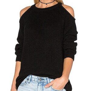 IRO Laneisy Sweater Black Alpaca Wool Cold Shoulder Goth Grunge Knit Crew Neck